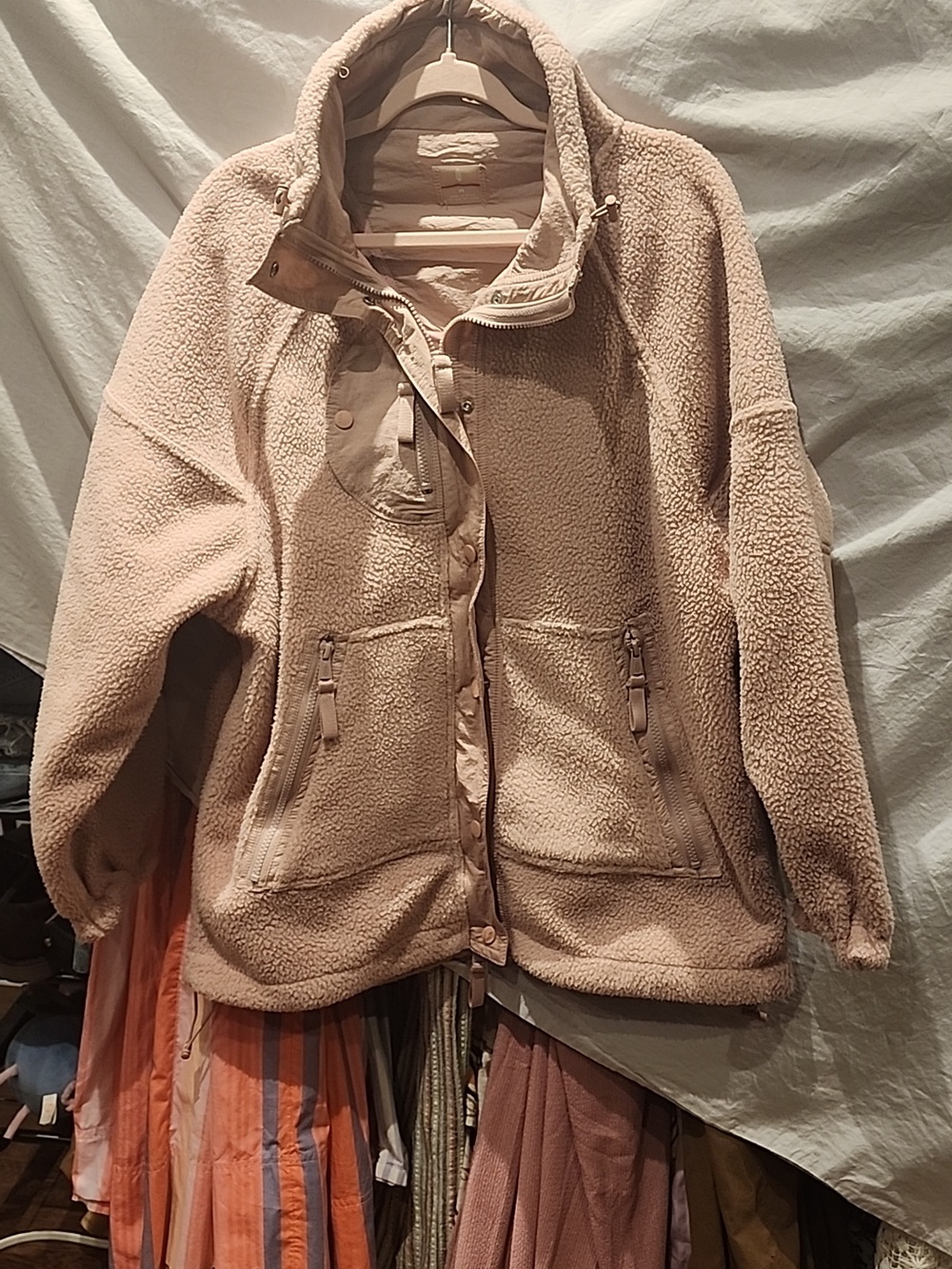 Free Prople Hit The Slope PINK Long Fleece Jacket - Picture 6 of 11